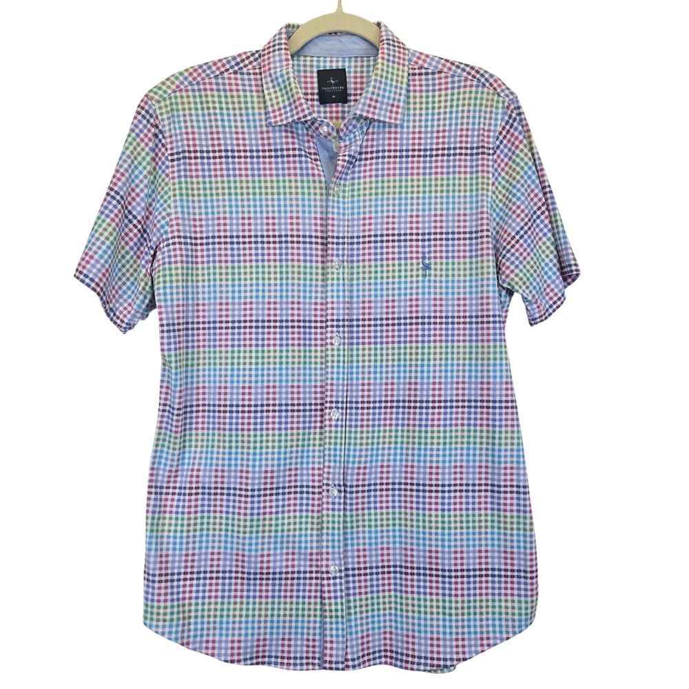 Tailorbyrd Collection Mens Short Sleeve Button Down Shirt Gingham Medium Pastel‎